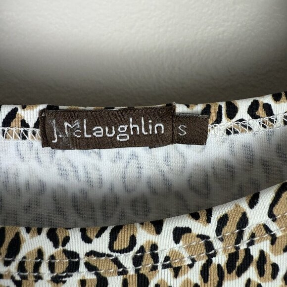 J.McLaughlin Top Catalina Cheetah Print Knit Jersey Crew Neck Top Size Small - Picture 5 of 10
